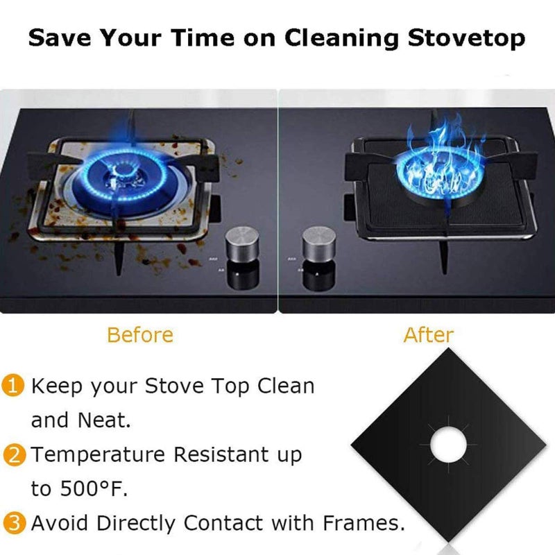 MSDADA Stove Covers, 8 Pcs 0.2 mm 10.6" x 10.6" Gas Range Protectors with 2 Pcs 21â€ Silicone Gap Cover Keep Stove Clean, Double Thickness, Reusable, Non-Stick, Easy to Clean - Image 3